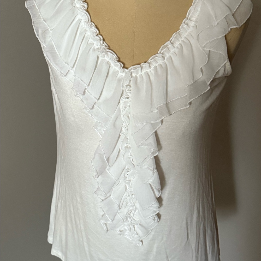 Gibson White Ruffle Tank Top - Picture 3 of 9